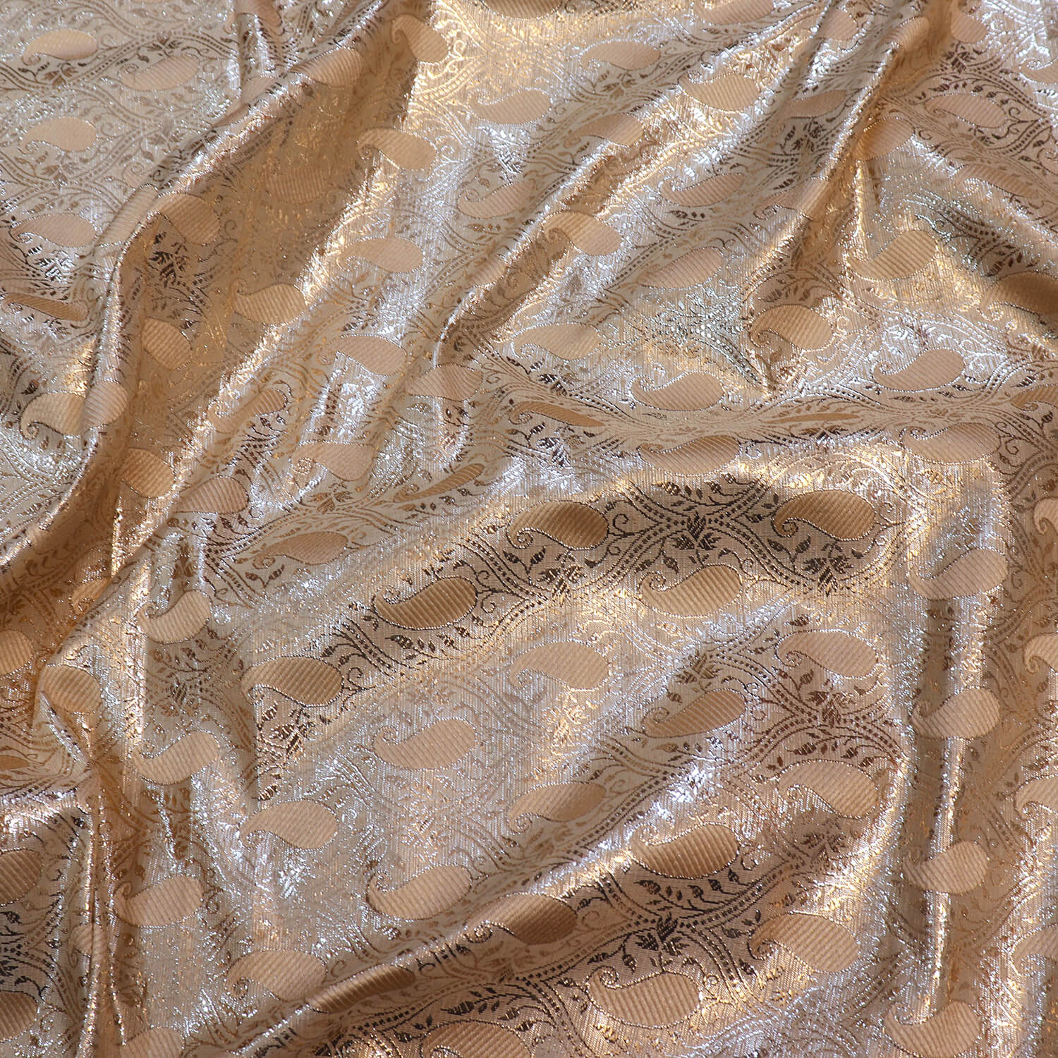 Beige Paisley Lorex and Resham Work Fabric