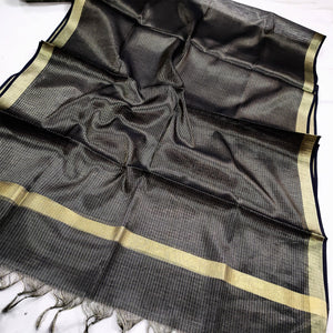 Black Gold Zari Line Tissue Silk Banarasi Dupatta