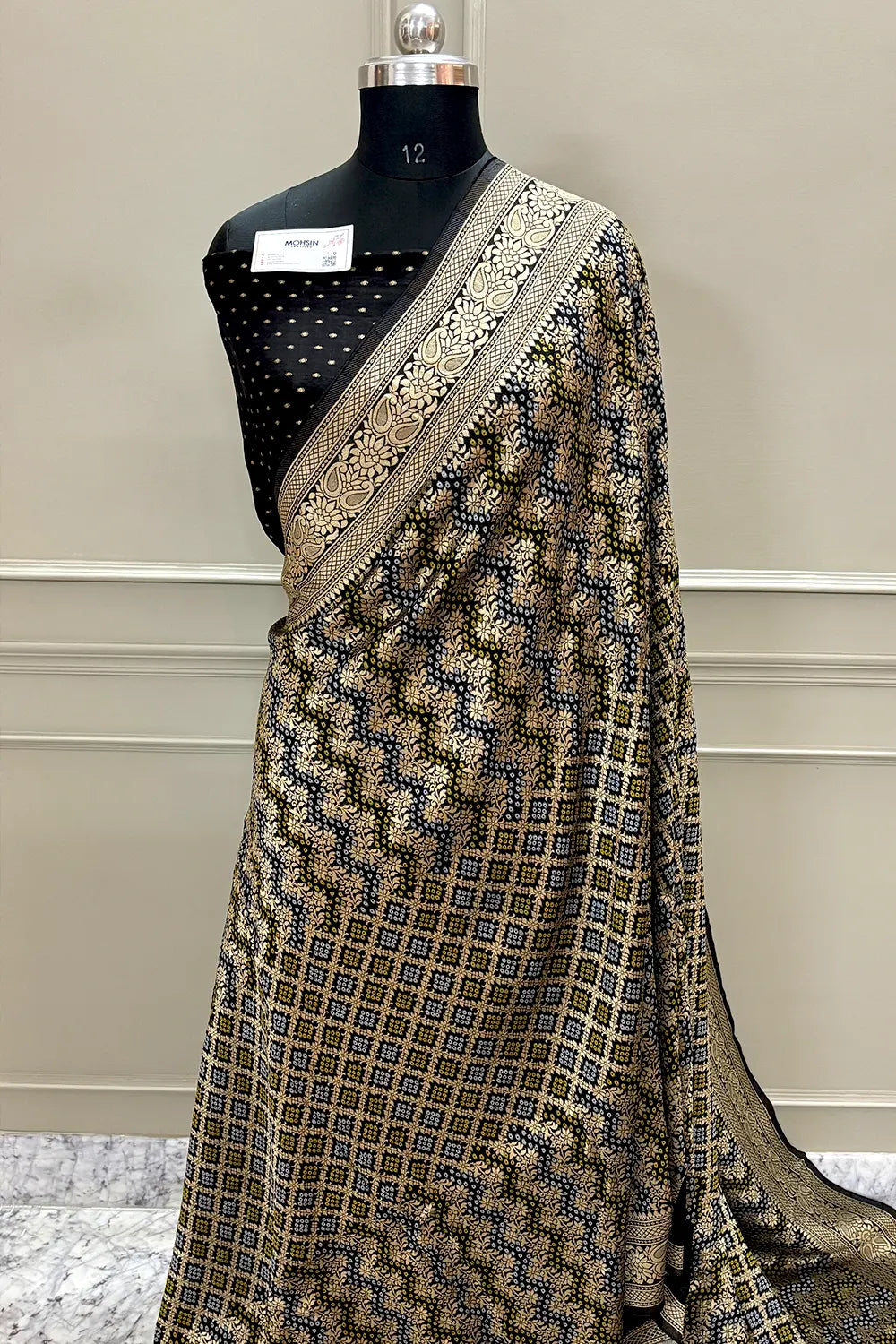 Black Golden Zari Georgette Silk Banarasi Saree