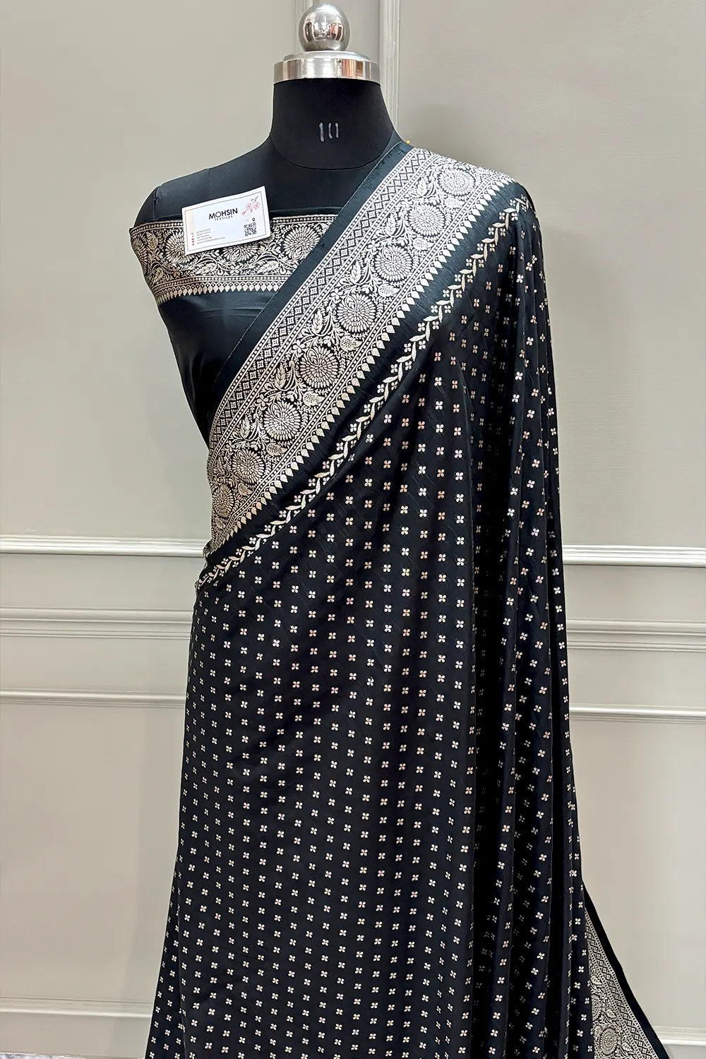 Black Golden Zari Silky Banarasi Saree