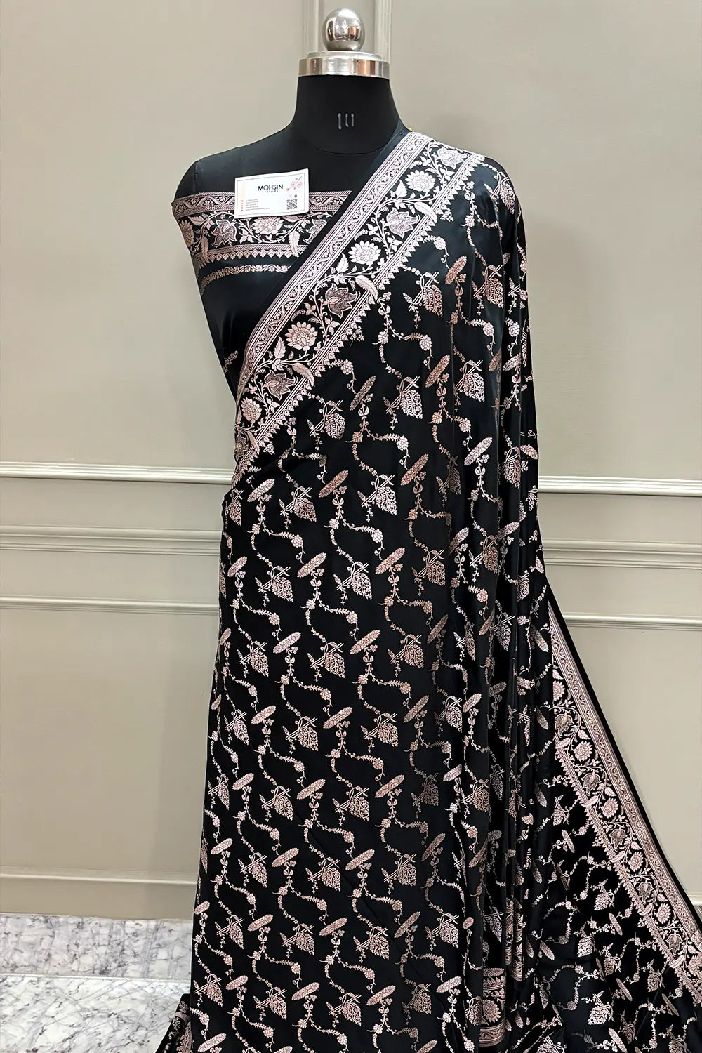 Black Masakali Katan Silk Banarasi Saree