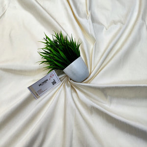 Cream Plain Lilen Silk Banarasi Fabric