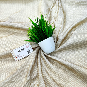 Cream Tanchoi Cotton Silk Banarasi Fabric
