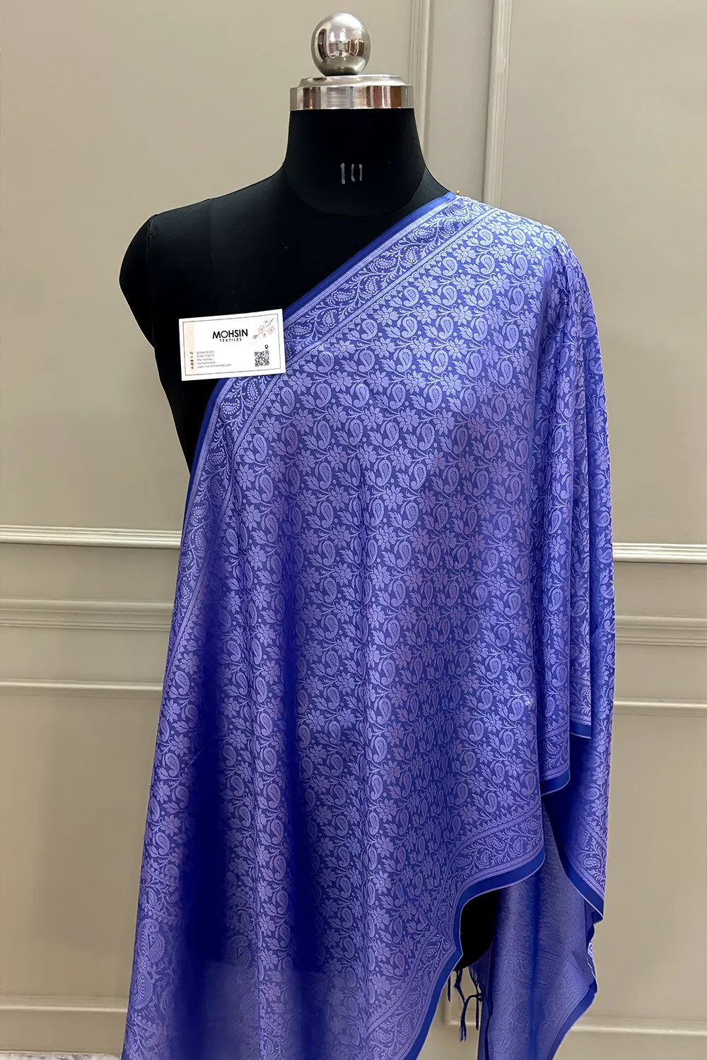 Dark Lavender Resham Zari Silk Banarasi Stole