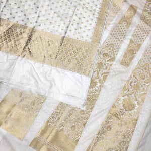 Dyeable 24 Kalli Pure Katan Silk Banarasi Handloom Lahenga White