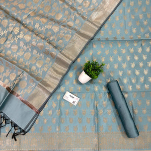 Firozi Chirag Buti Satin Silk Banarasi Suit