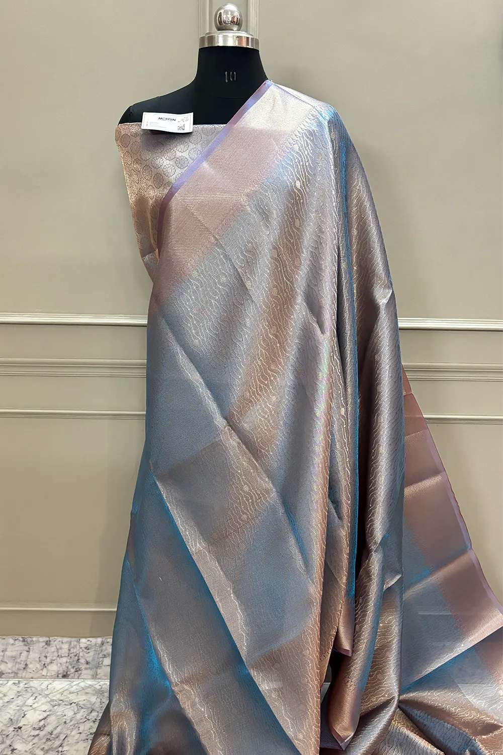 Firozi Golden Zari Tissue Silk Banarasi Saree