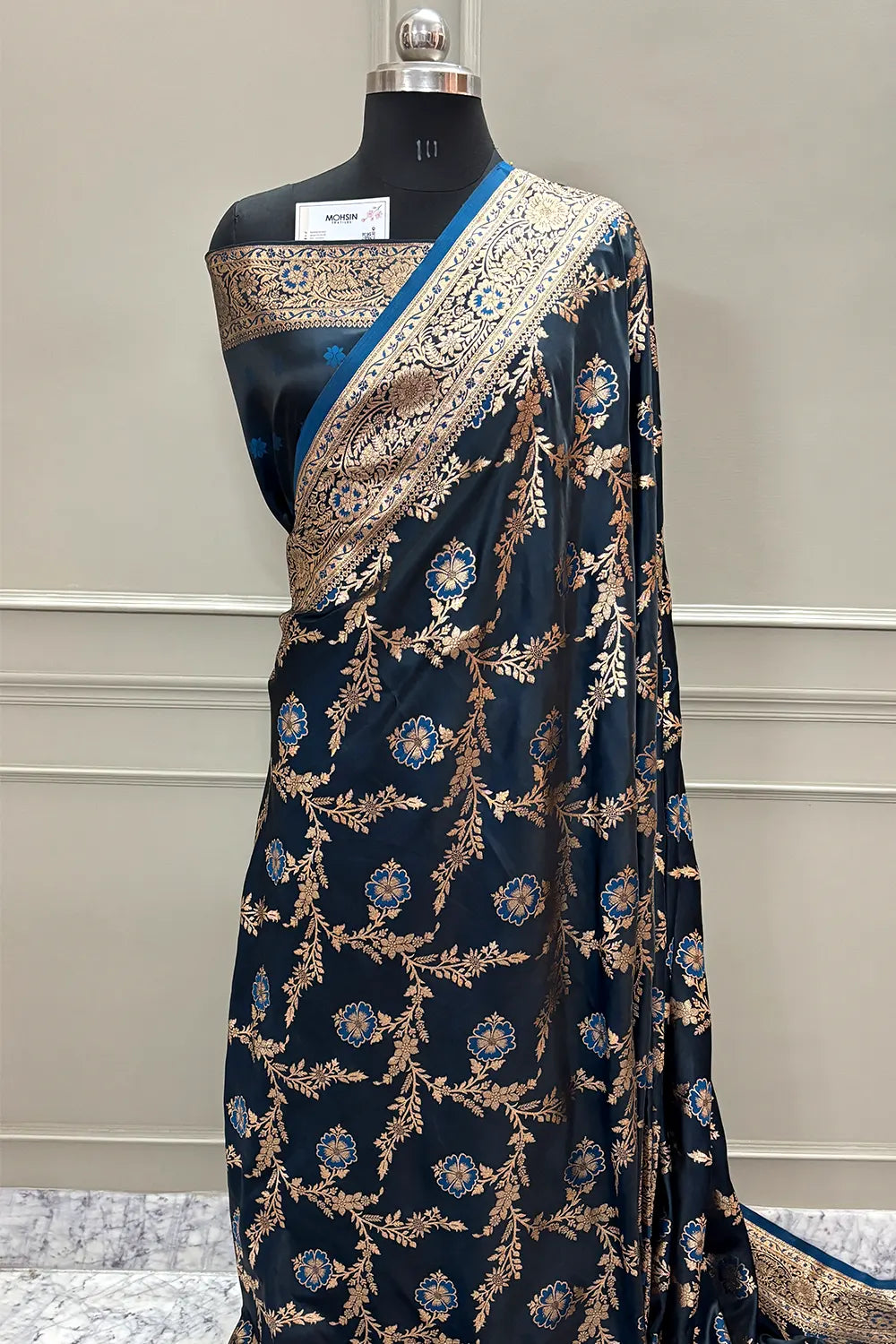 Firozi Henna Jaal Katan Silk Banarasi Saree