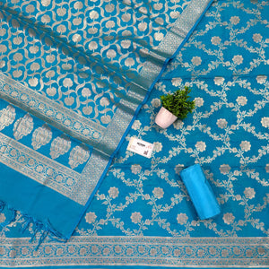 Firozi Kashmiri Jaal Katan Silk Banarasi Suit