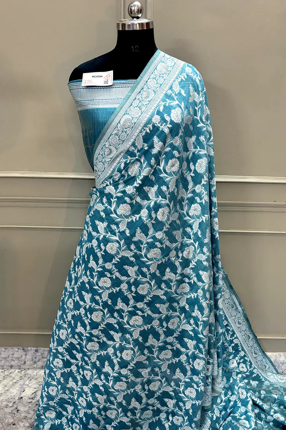 Firozi Resham Silk Banarasi Saree