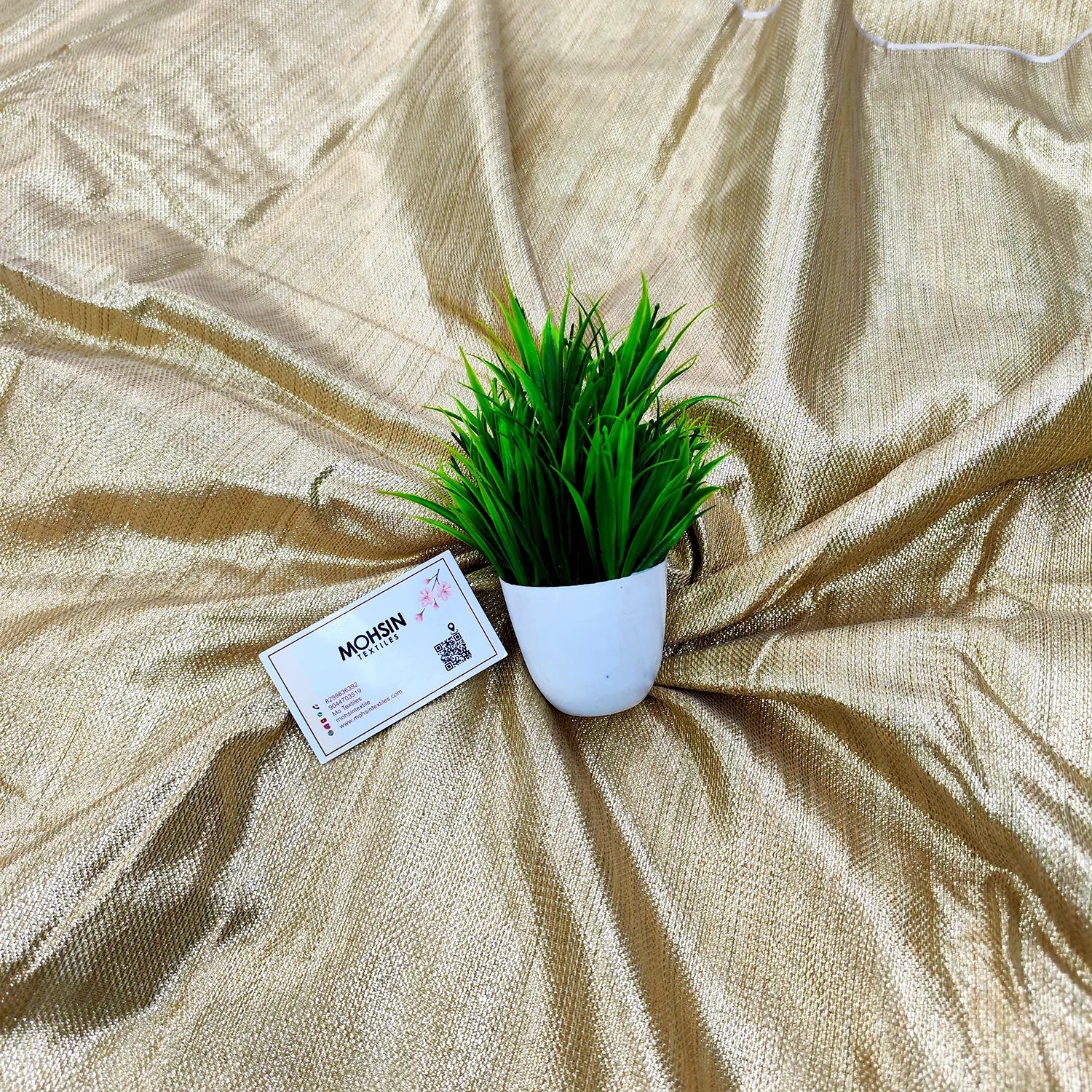 Gold Matt Lorex Shimmer Silk Banarasi Fabric