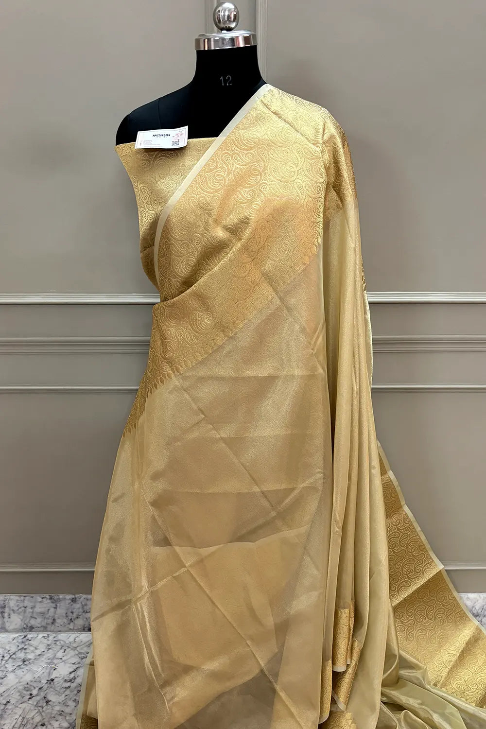 Gold Zari Tissue Silk Banarasi Saree