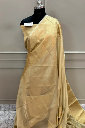 Gold Zari Tissue Silk Banarasi Saree