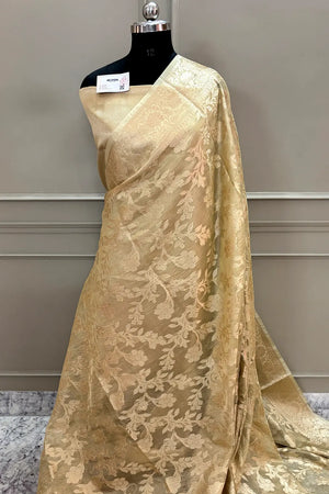 Gold Zari Tissue Silk Banarasi Saree