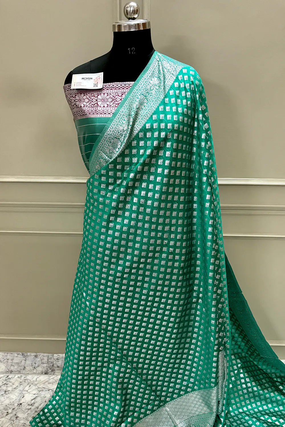 Green Resham Zari Silk Banarasi Saree