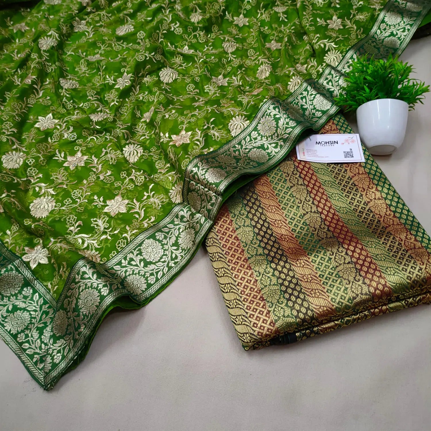 Green Stone Work Satin Silk Banarasi Gharara