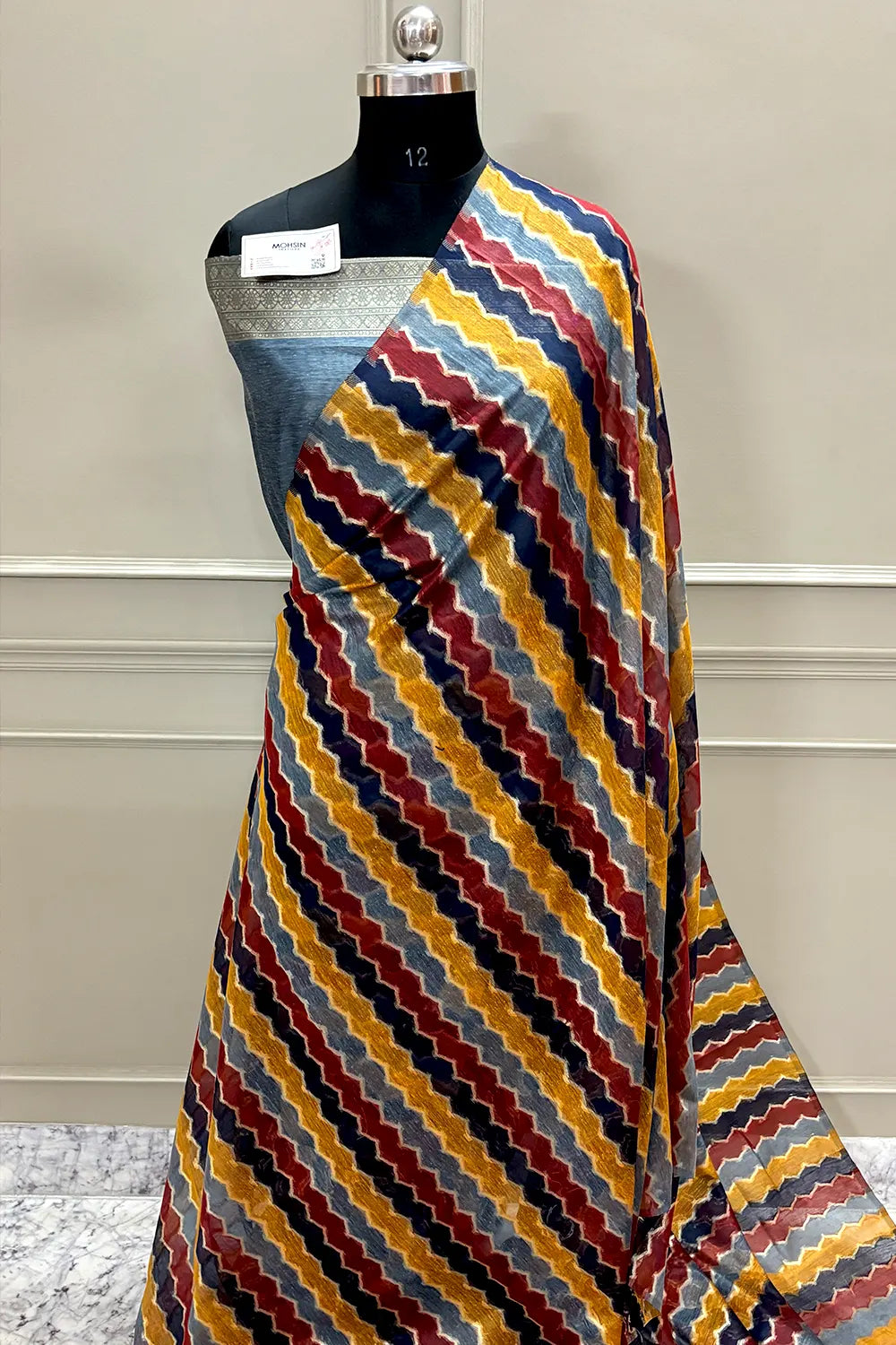 Grey Resham Zari Chanderi Silk Banarasi Saree