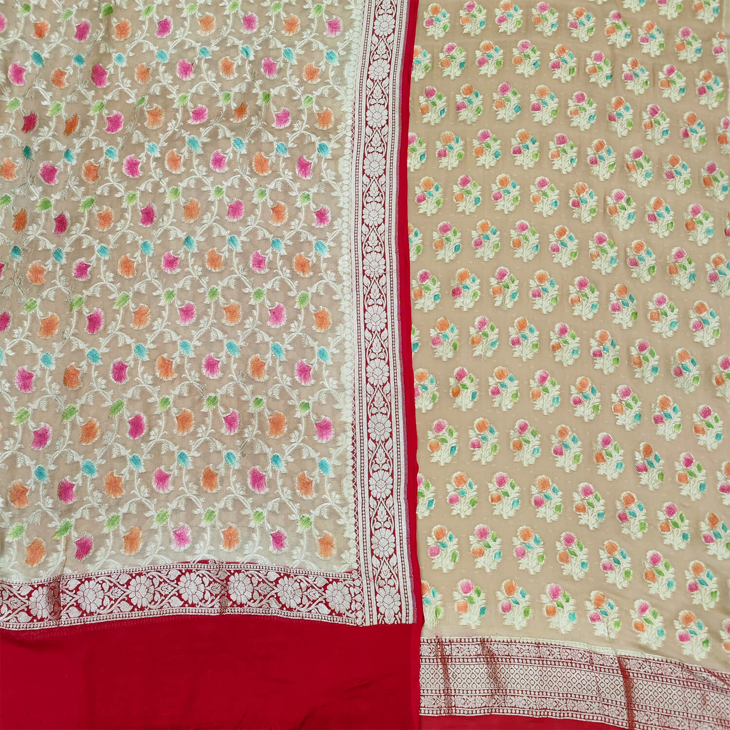 Hand Brush Pure Khaddi Georgette Chiffon Banarasi Suit