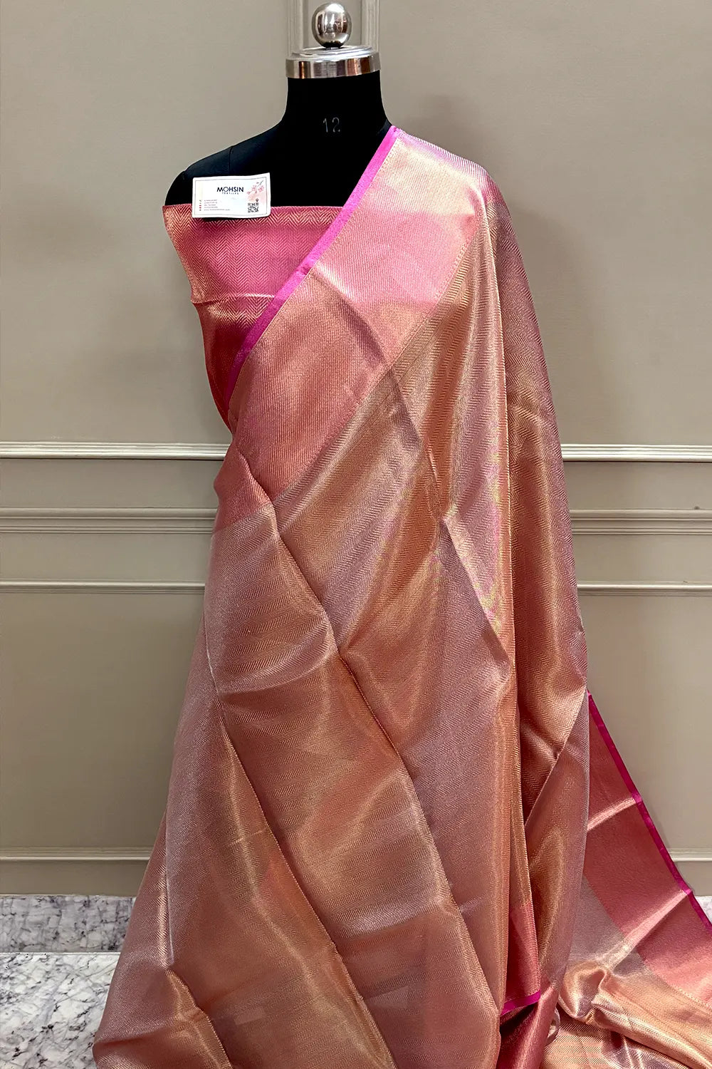 Jyotika Pink Zari Banarasi Silk Saree