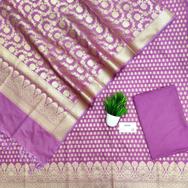 Lavender Kalli Buti Katan Silk Banarasi Suit