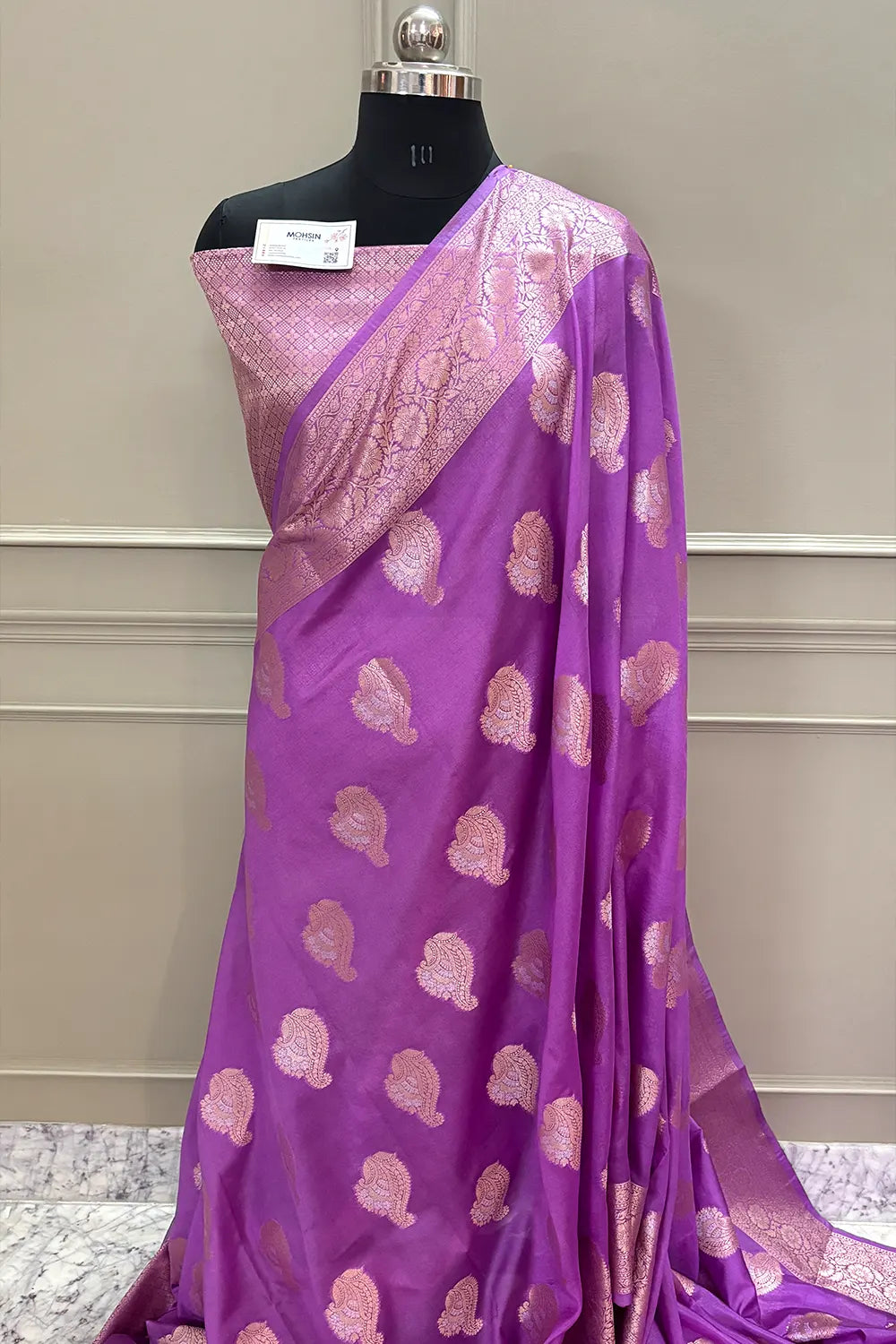 Magenta Golden Zari Organza Silk Banarasi Saree