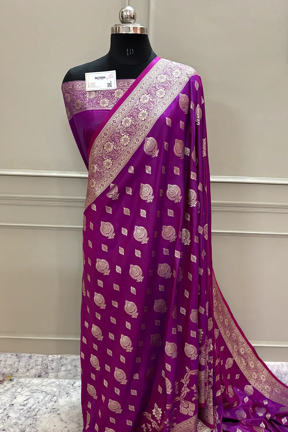 Magenta Golden Zari Silky Banarasi Saree