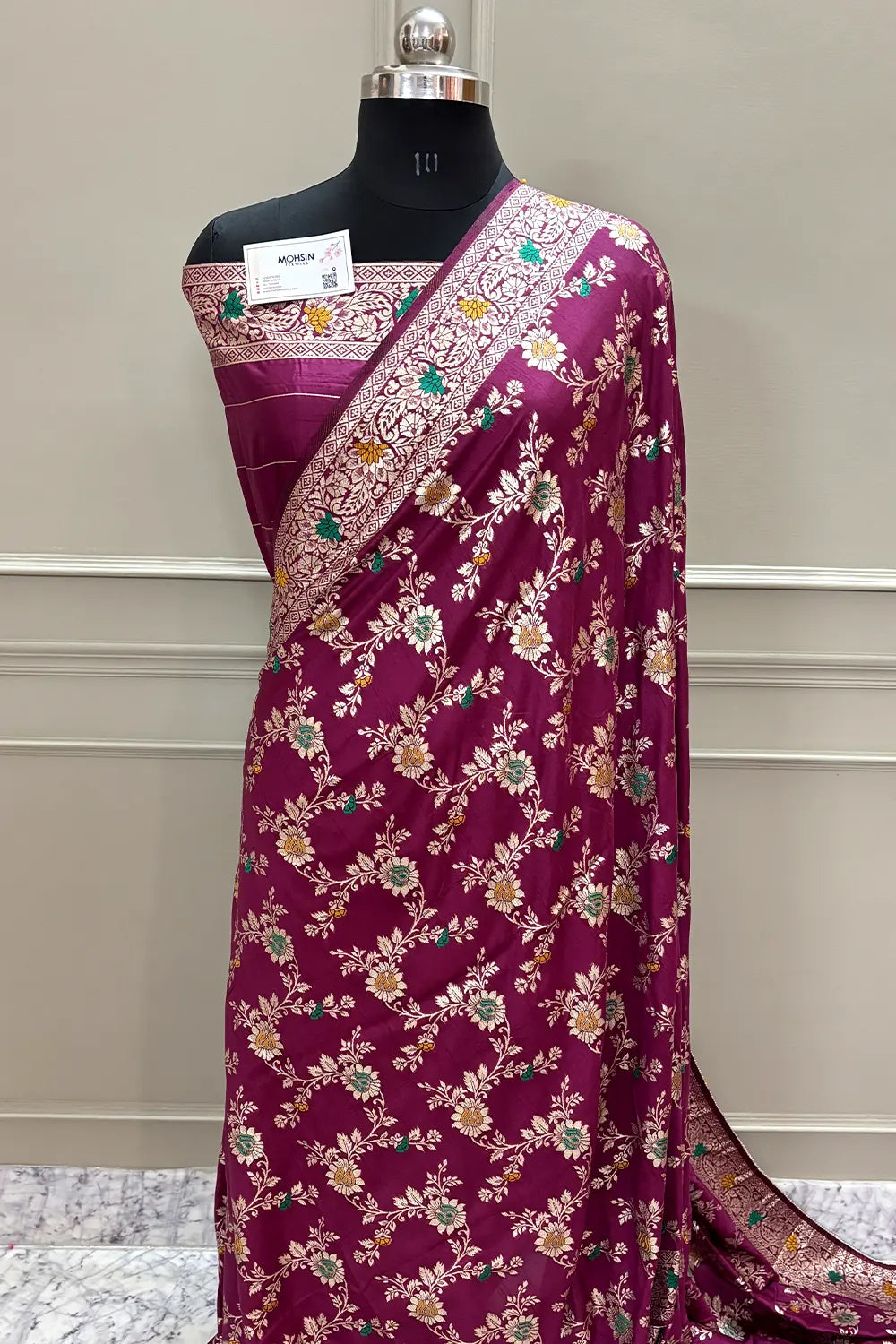 Magenta Resham Zari Silky Banarasi Saree