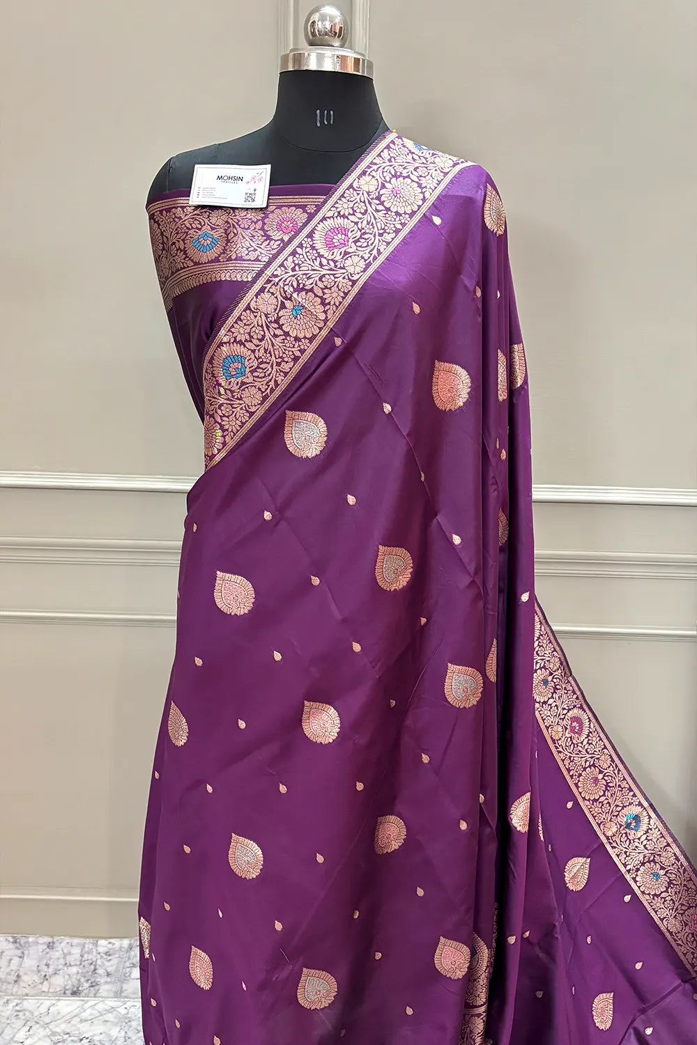 Magenta Resham Zari Silky Banarasi Saree