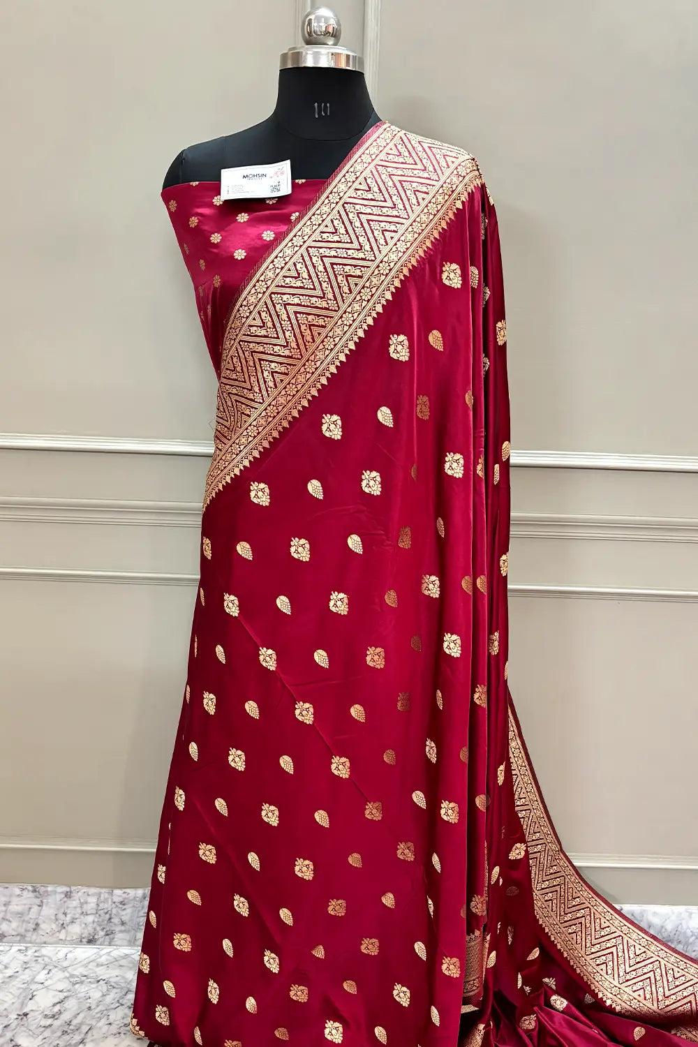 Maroon Chagan Patti Katan Silk Banarasi Saree
