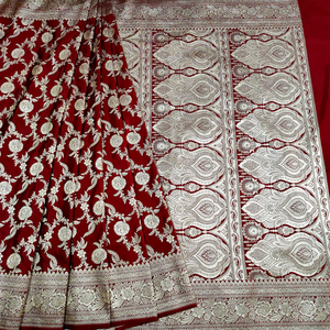 Maroon Golden Zari Katan Silk Banarasi Saree