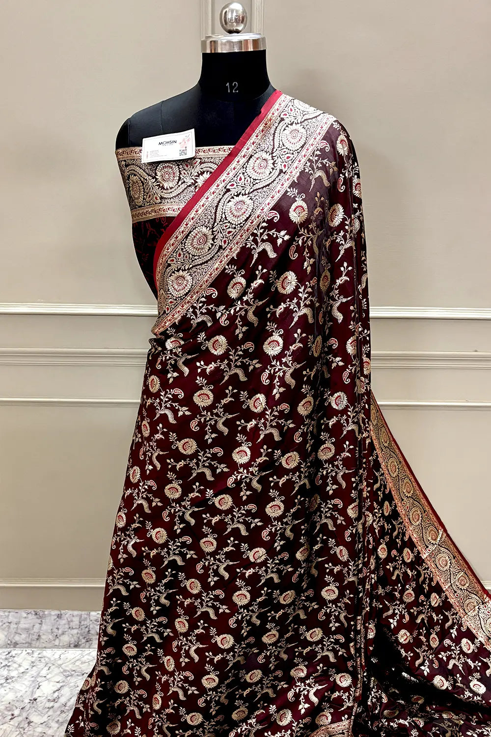 Maroon Golden Zari Katan Silk Banarasi Saree