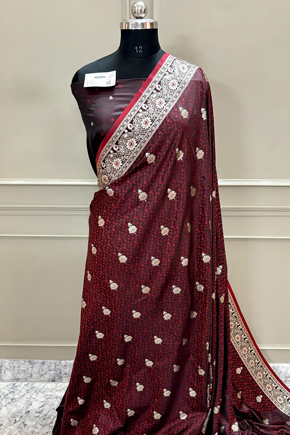 Maroon Golden Zari Katan Silk Banarasi Saree
