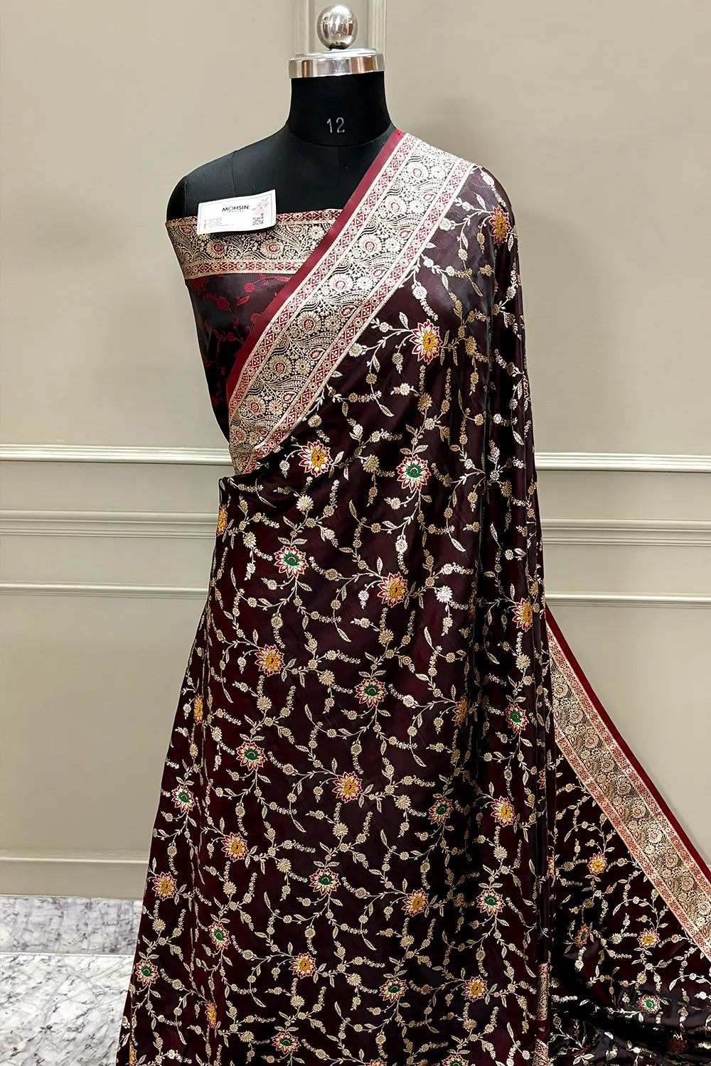 Maroon Golden Zari Katan Silk Banarasi Saree