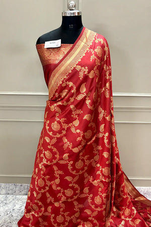 Maroon Resham Zari Banarasi Silk Saree