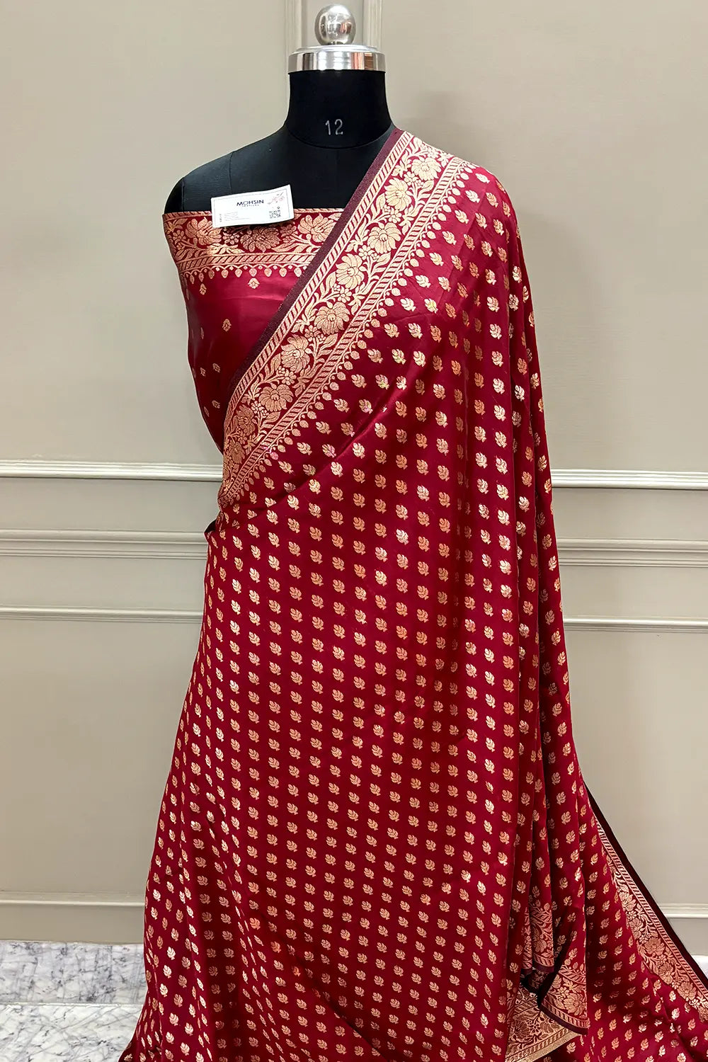 Maroon Resham Zari Silky Banarasi Saree