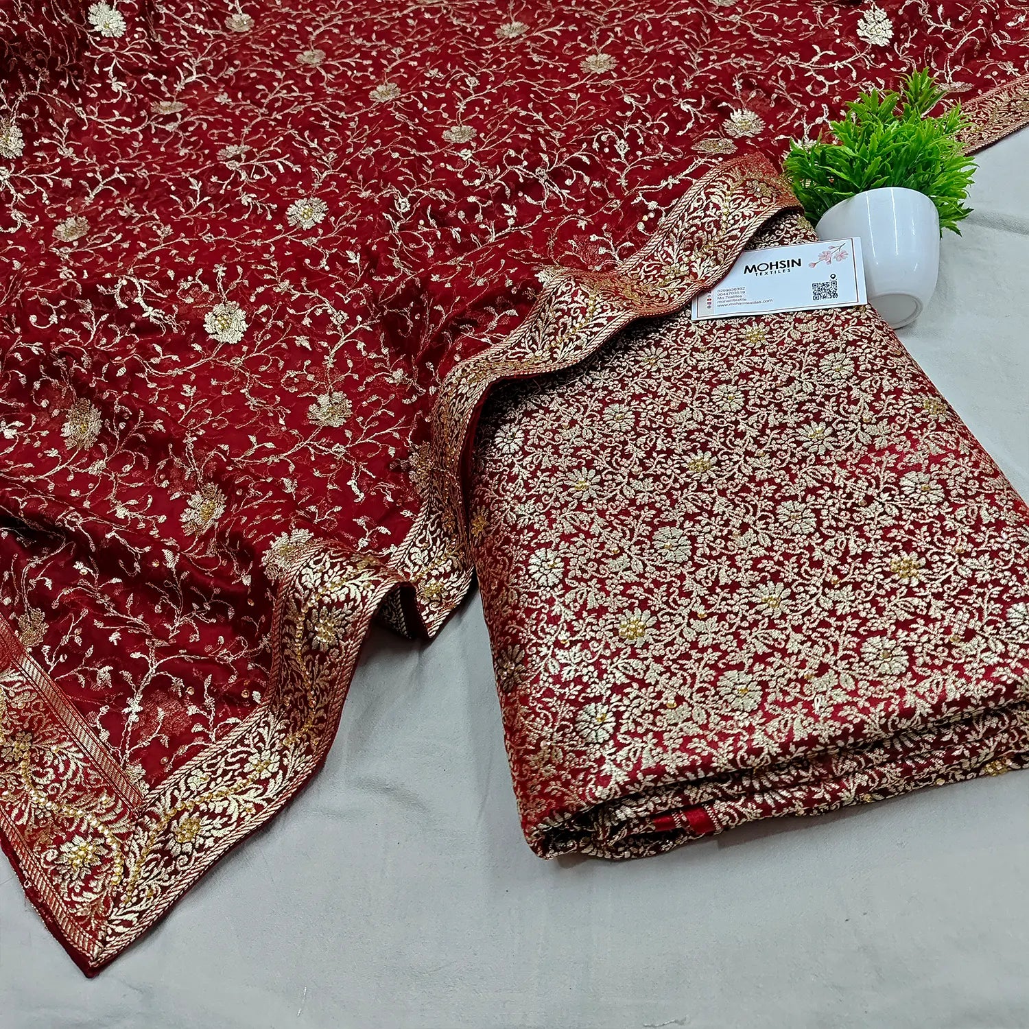 Maroon Stone Work Kimkhab Silk Banarasi Gharara