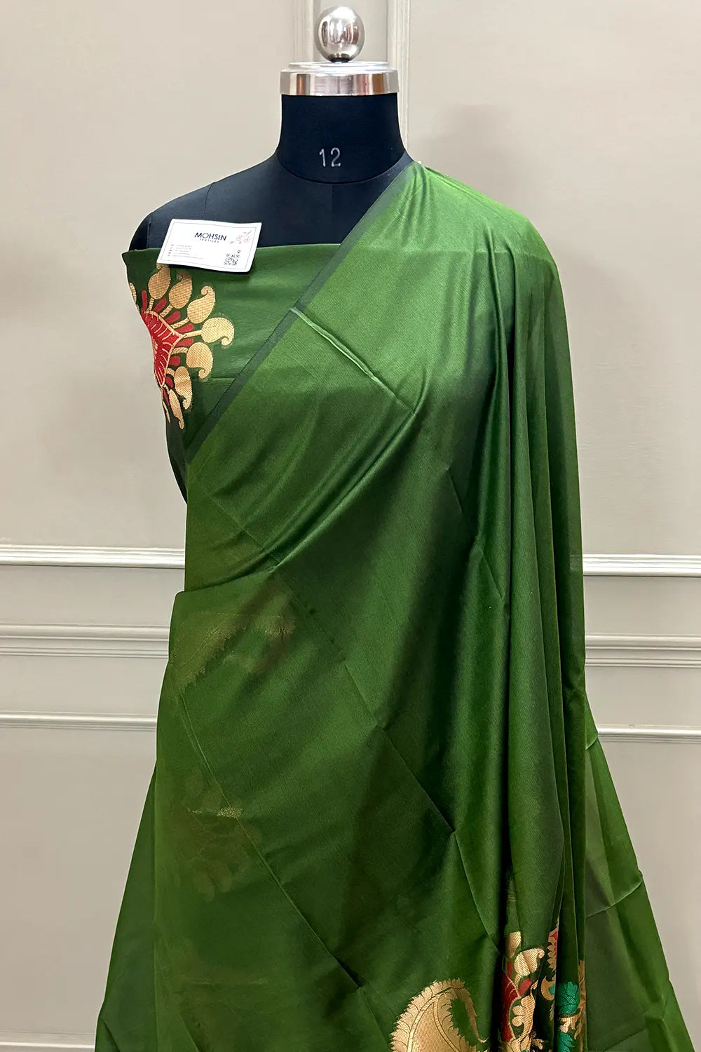 Mehendi Golden Zari Banarasi Silk Saree