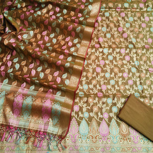 Mehendi Tilfi Meenakari Satin Silk Banarasi Suit