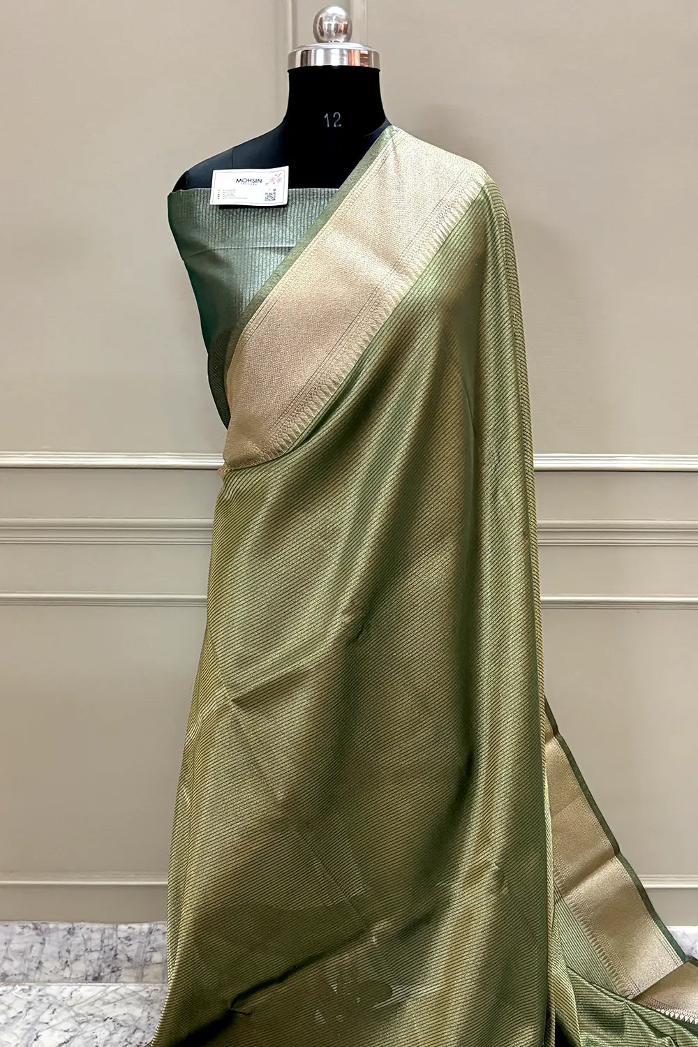 Mint Green Golden Zari Tissue Silk Banarasi Saree