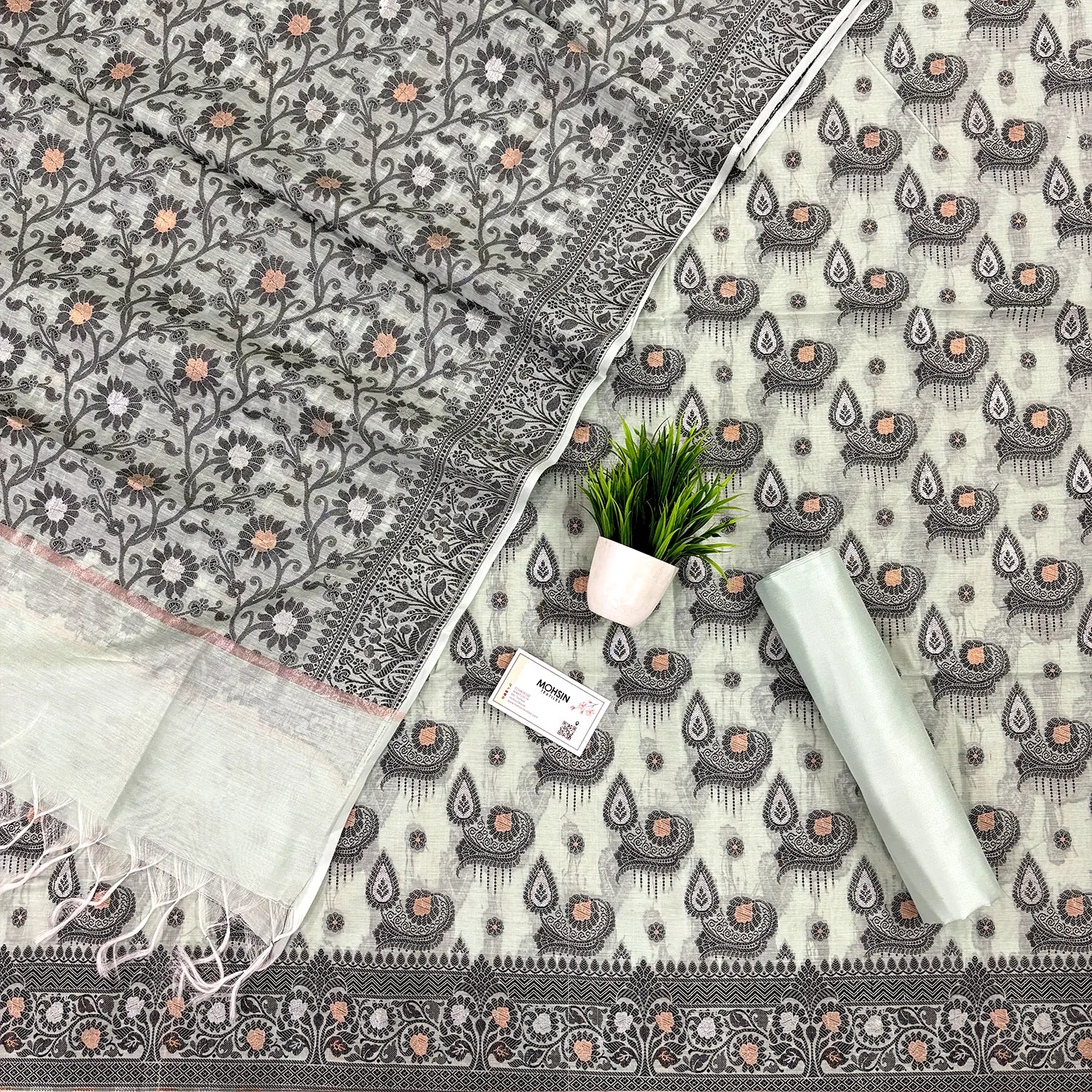 Mint Green Resham Zari Banarasi Silk Suit