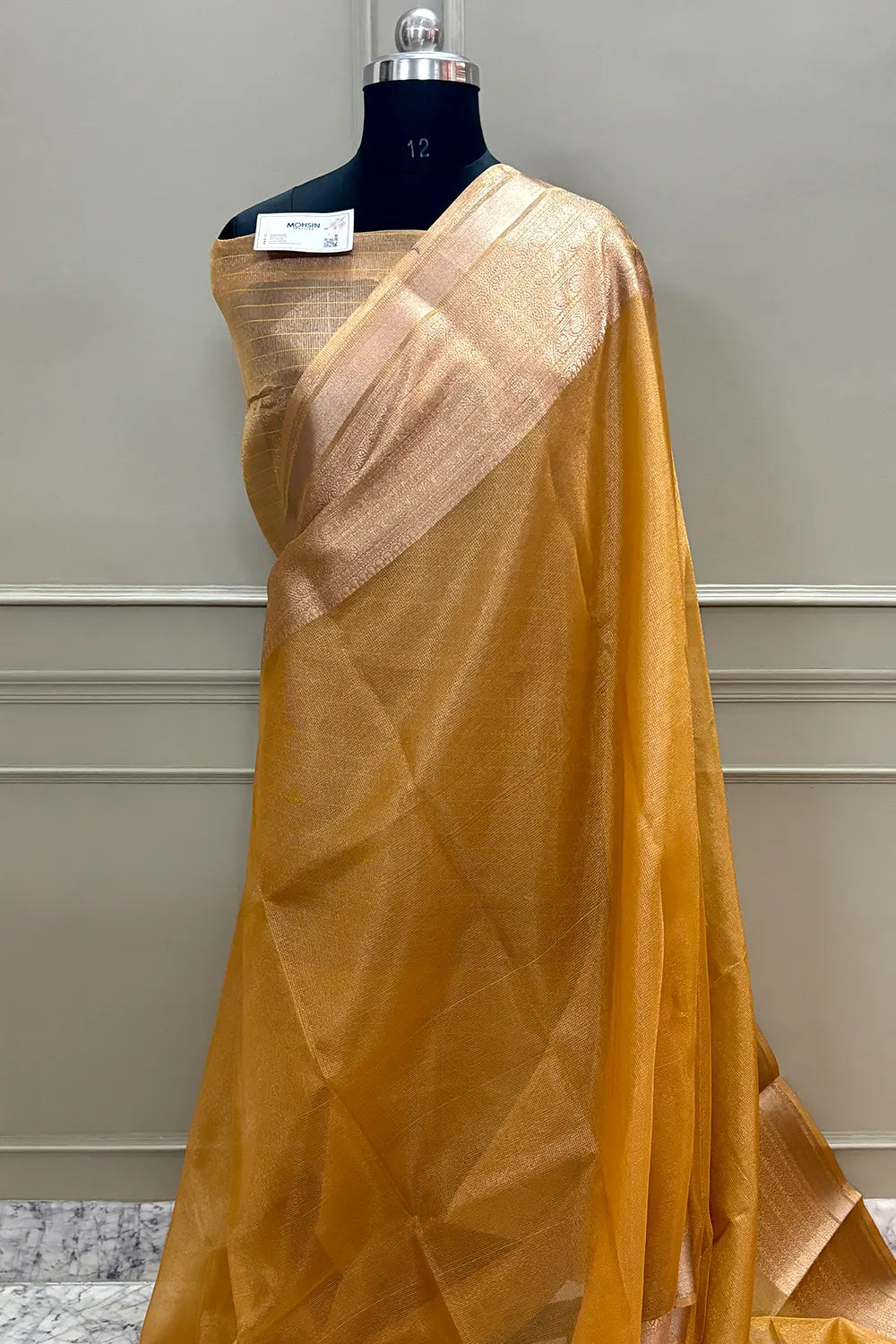 Mustard Golden Zari Tissue Silk Banarasi Saree