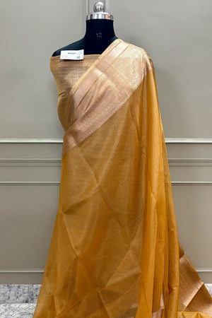 Mustard Golden Zari Tissue Silk Banarasi Saree
