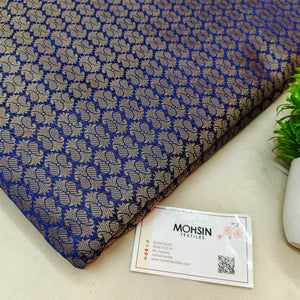 Navy Blue Brocade Resham Silk Banarasi Fabric