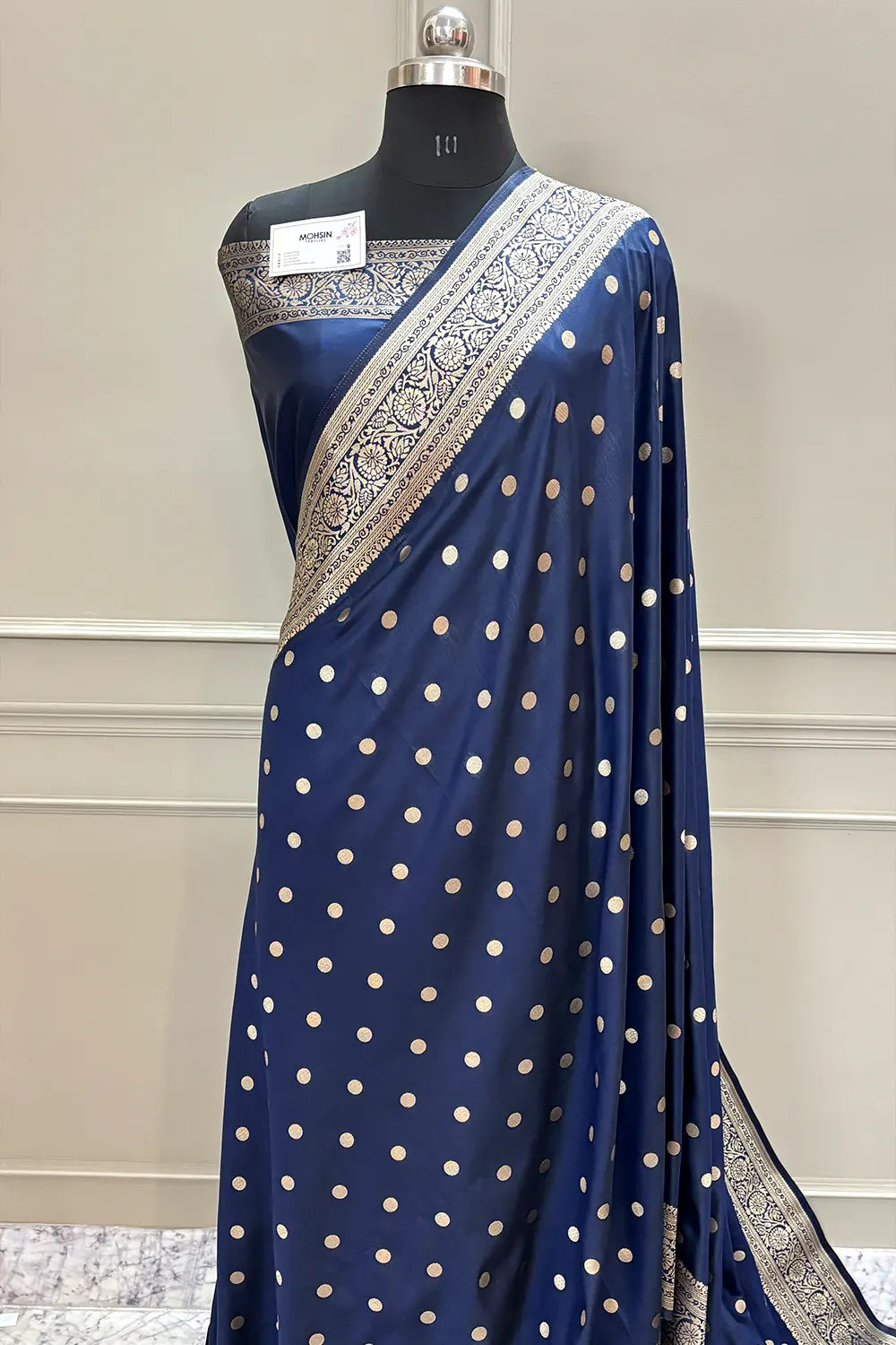 Navy Blue Golden Zari Silky Banarasi Saree