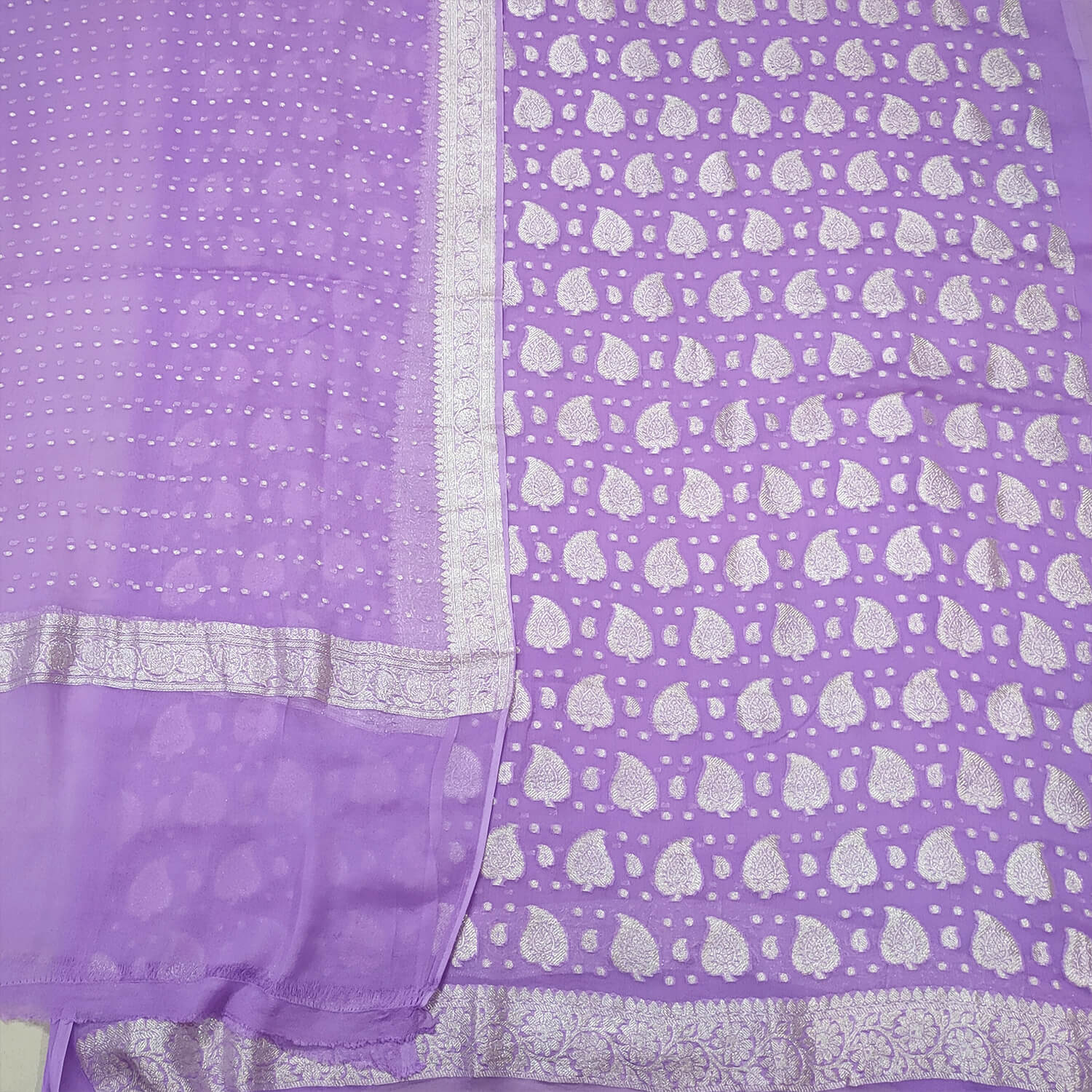 Patta Chunri Pure Khaddi Georgette Chiffon Banarasi Suit