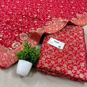 Peach Golden Zari Kimkhab Silk Banarasi Gharara