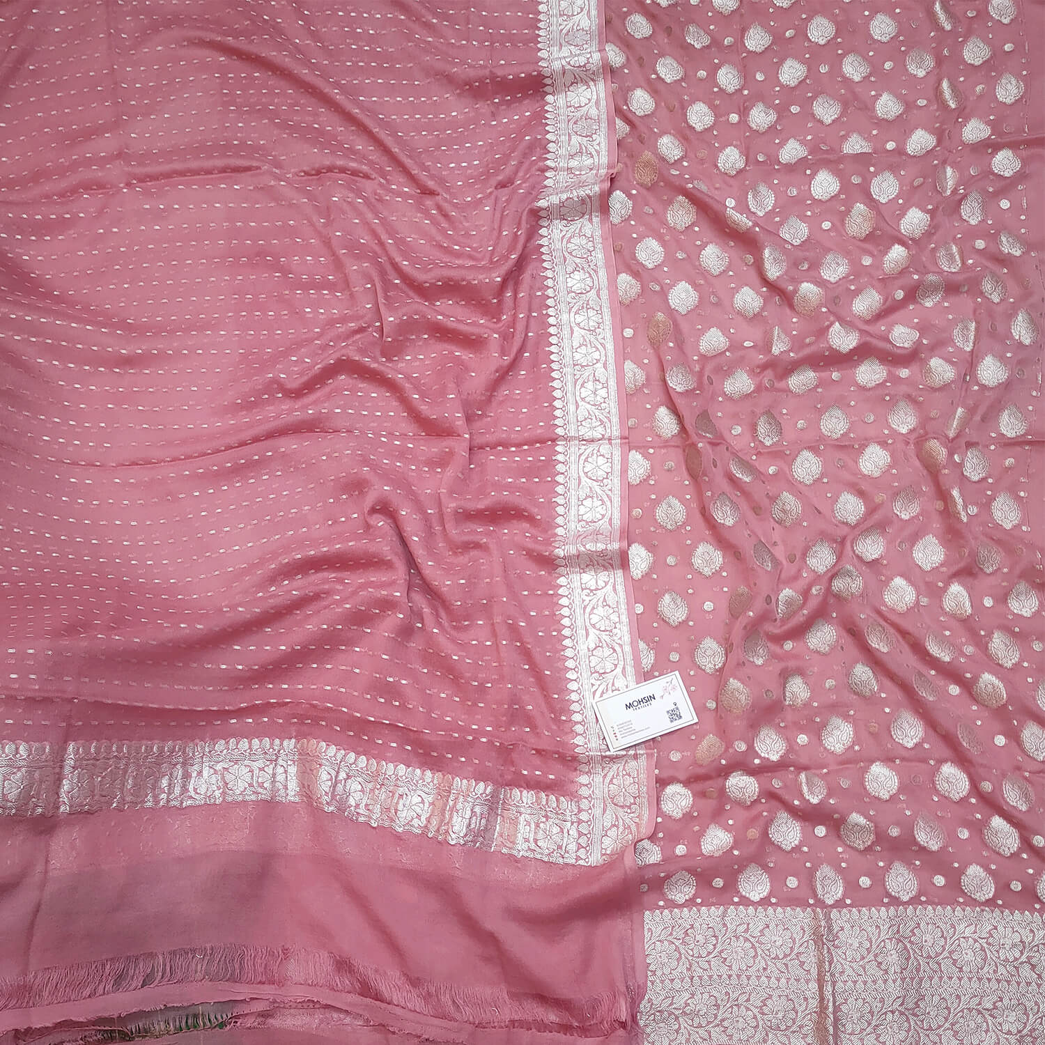 Peach Handloom Pure Khaddi Georgette Banarasi Suit