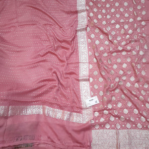 Peach Handloom Pure Khaddi Georgette Banarasi Suit