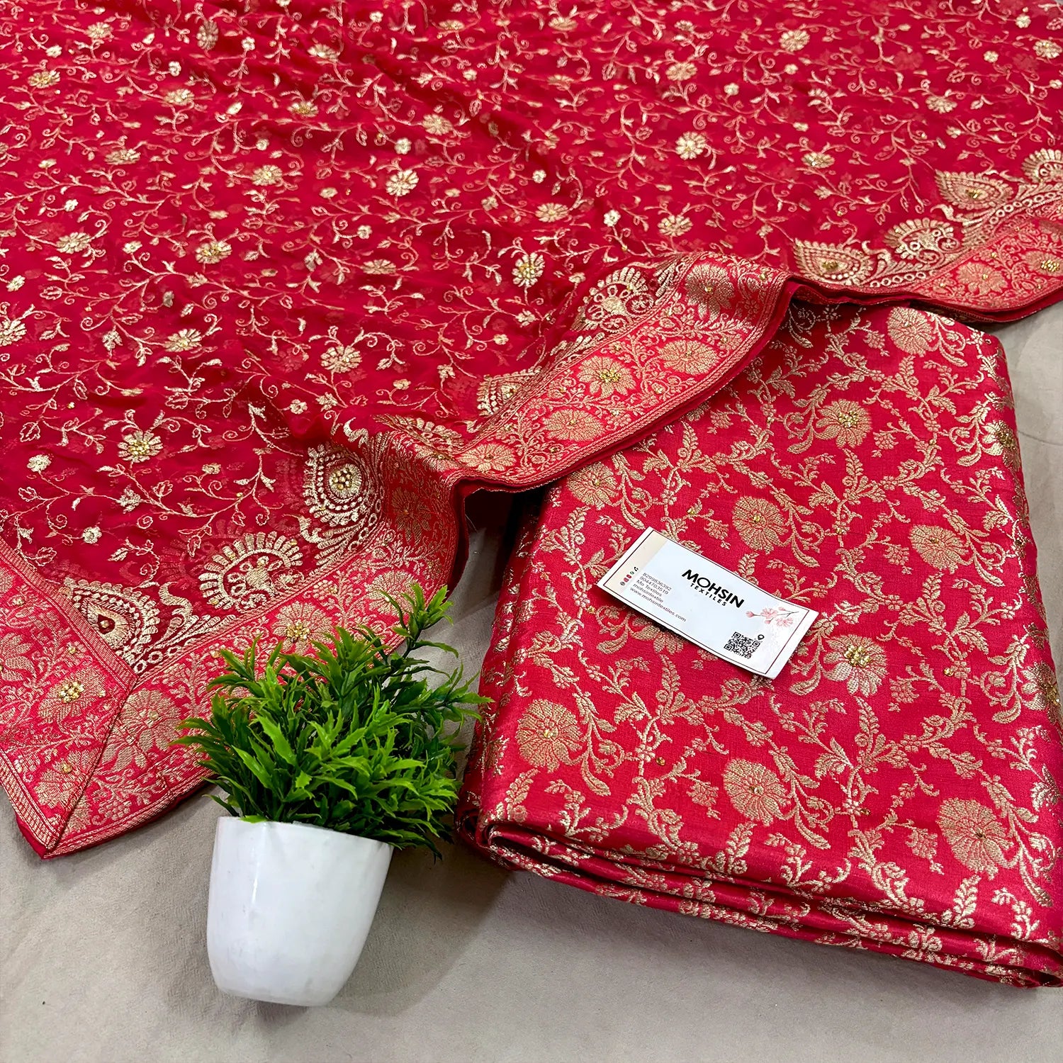 Peach Stone Work Kimkhab Silk Banarasi Gharara