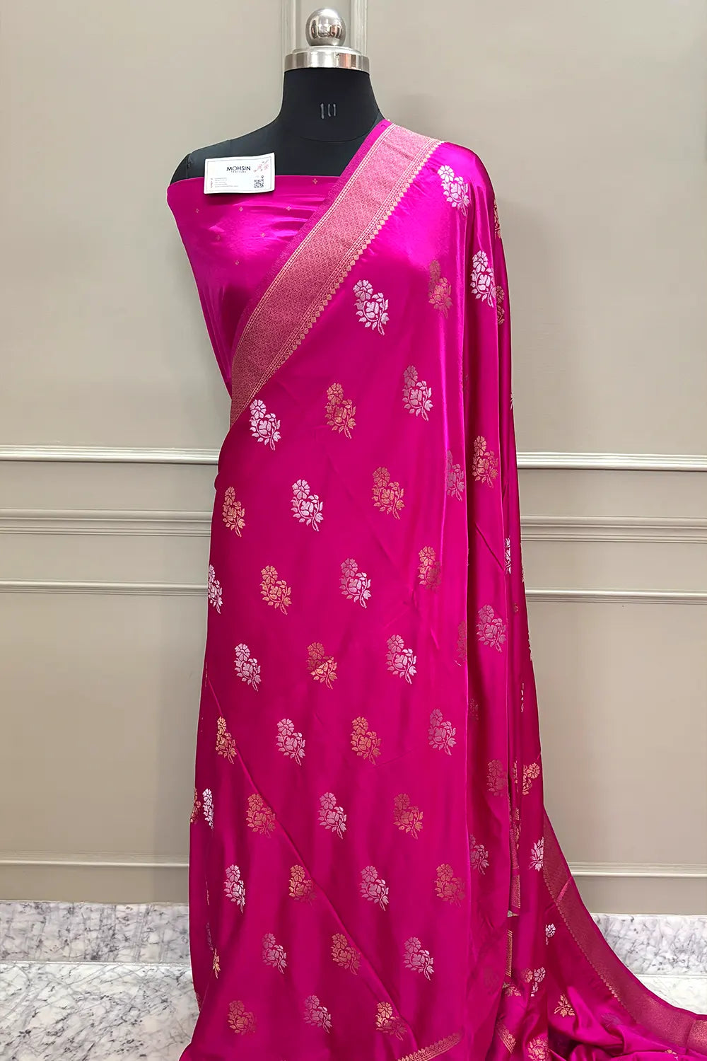 Pink Golden Zari Katan Silk Banarasi Saree